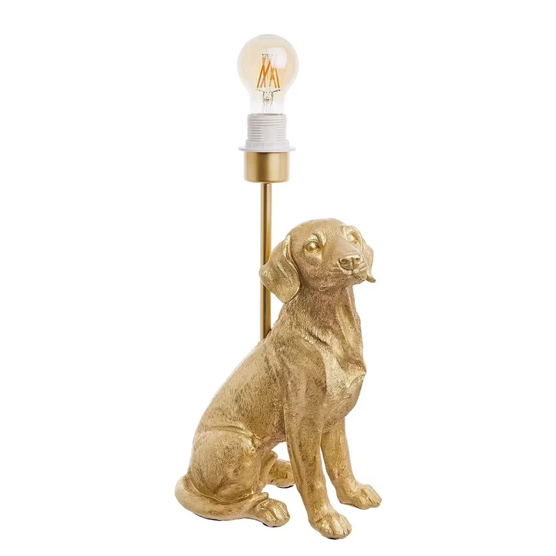 El Bello Hunde-Tischleuchte – Dekorative Designer-Lampe mit goldener Hundefigur