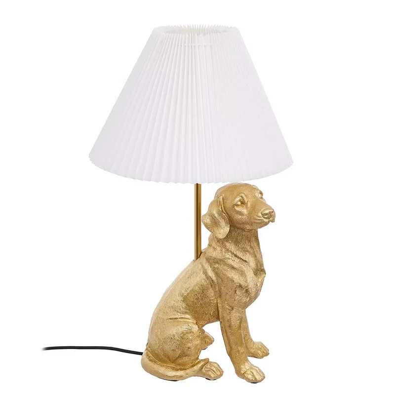 El Bello Hunde-Tischleuchte – Dekorative Designer-Lampe mit goldener Hundefigur