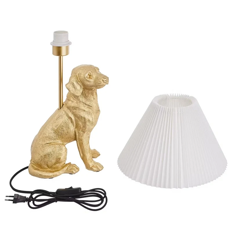 El Bello Hunde-Tischleuchte – Dekorative Designer-Lampe mit goldener Hundefigur