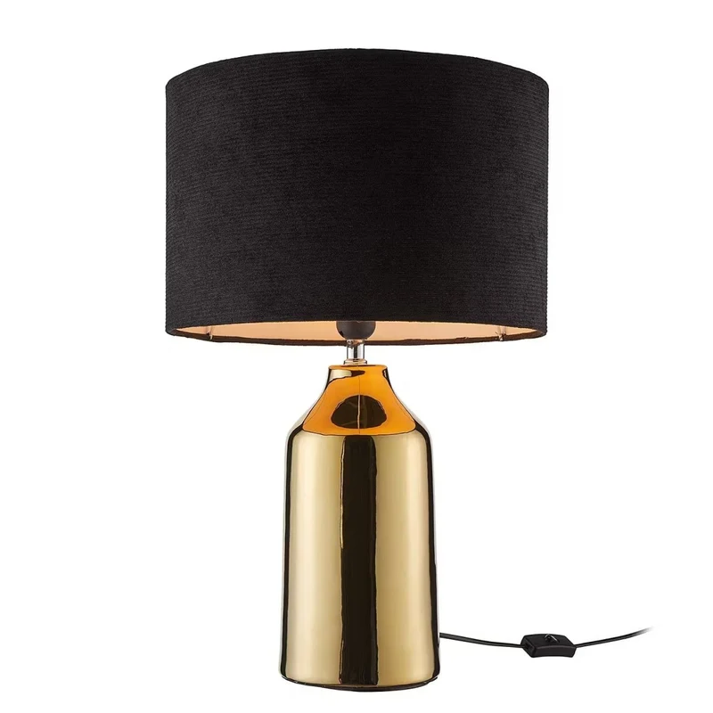 FRONT ROW Tischleuchte – Glamouröse Tischlampe Mit Goldfarbenem Keramikfuß