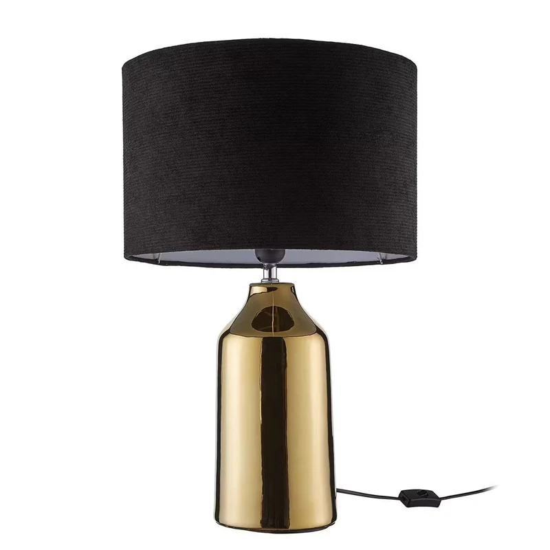 FRONT ROW Tischleuchte – Glamouröse Tischlampe Mit Goldfarbenem Keramikfuß