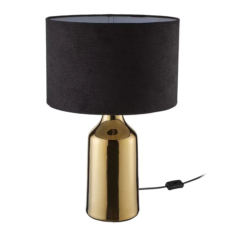 FRONT ROW Tischleuchte – Glamouröse Tischlampe Mit Goldfarbenem Keramikfuß