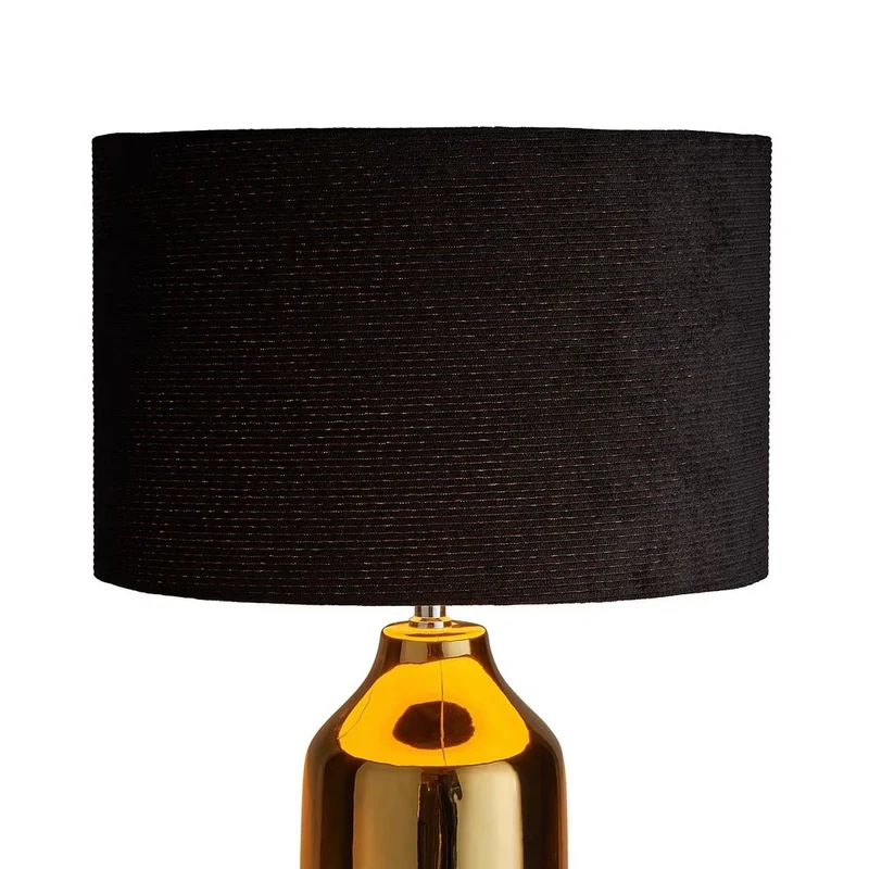 FRONT ROW Tischleuchte – Glamouröse Tischlampe Mit Goldfarbenem Keramikfuß