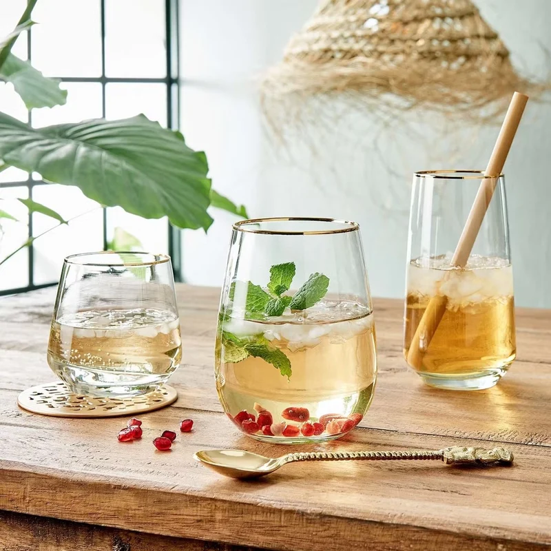 TOUCH OF GOLD Wasserglas-Set – Elegante Trinkgläser mit Goldrand im 6er-Set