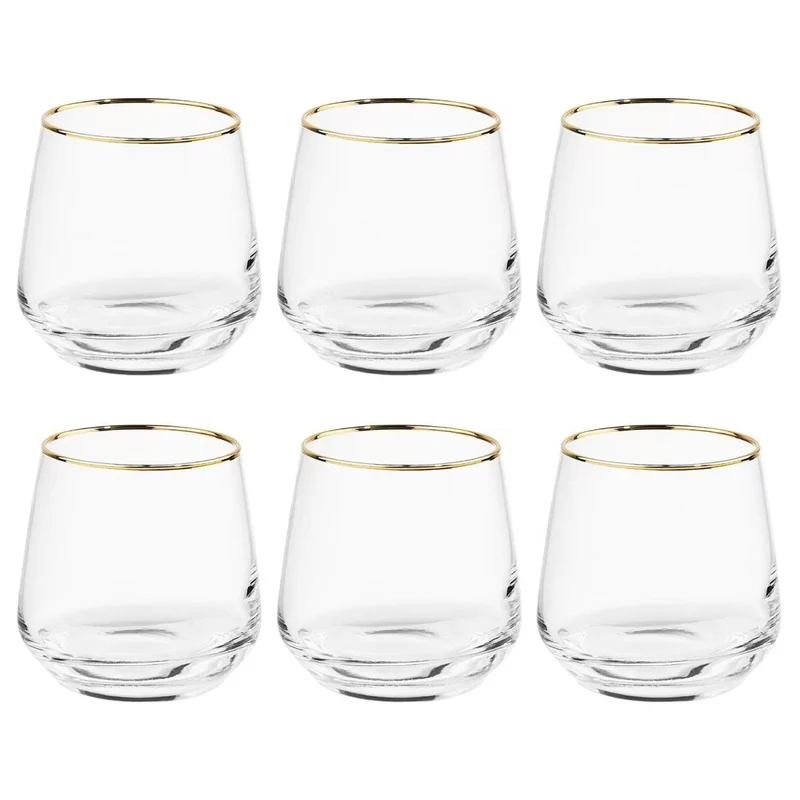 TOUCH OF GOLD Wasserglas-Set – Elegante Trinkgläser mit Goldrand im 6er-Set