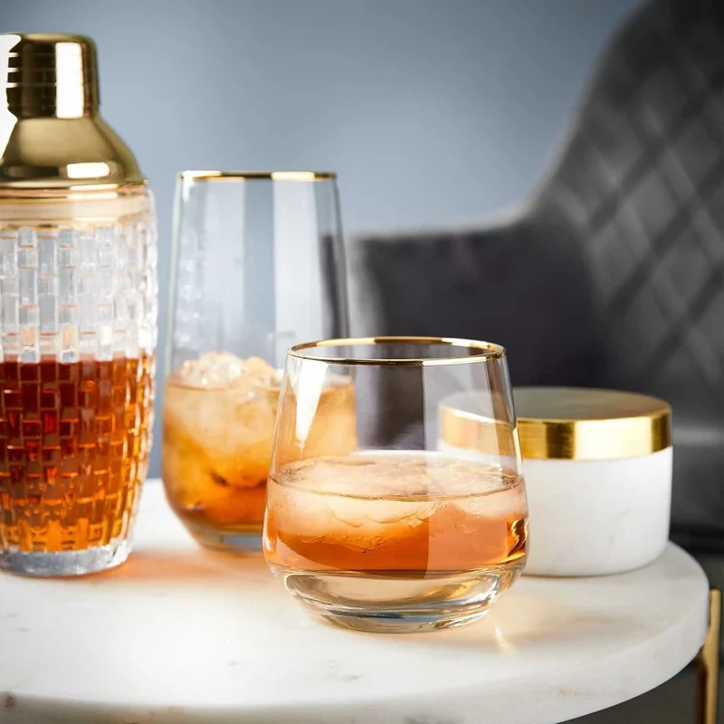 TOUCH OF GOLD Wasserglas-Set – Elegante Trinkgläser mit Goldrand im 6er-Set