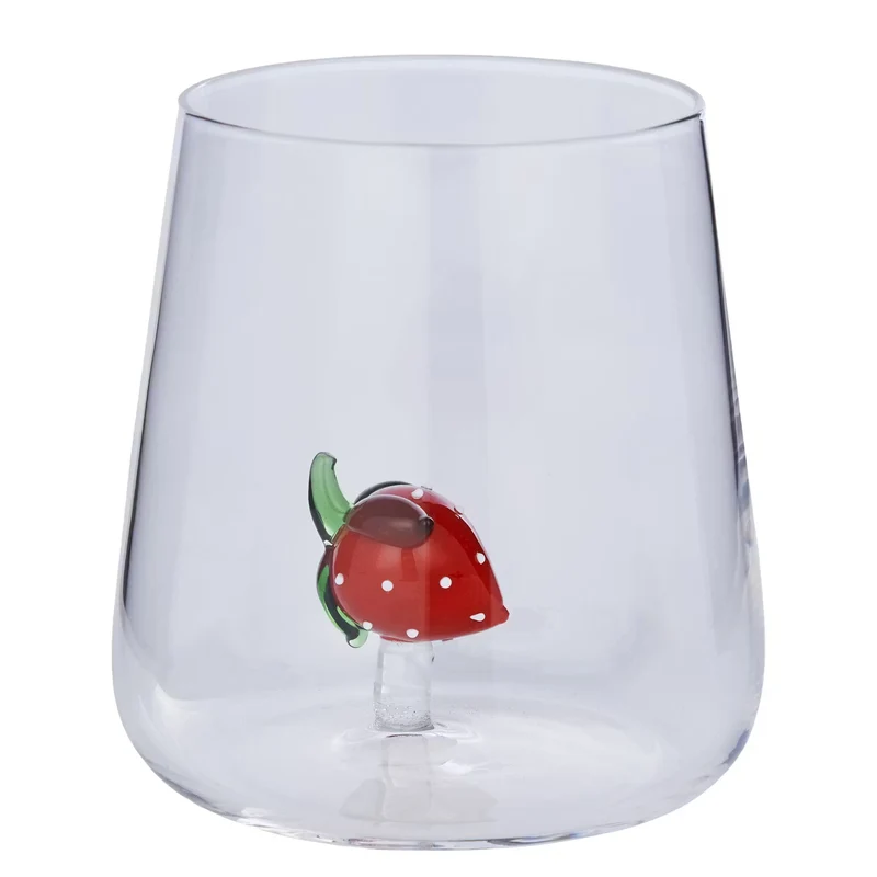 SUNNY JOY Trinkglas Erdbeere – Borosilikatglas Mit 3D-Erdbeer-Motiv