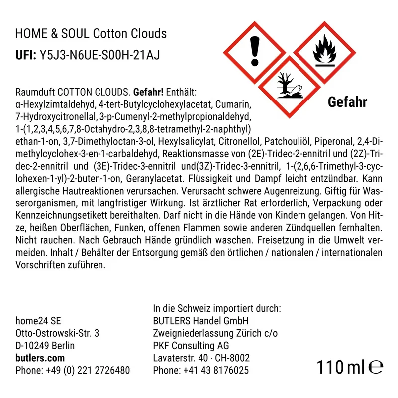 HOME & SOUL Cotton Clouds Raumduft – Sanfter Diffuser Für Leichte Frische Im Zuhause