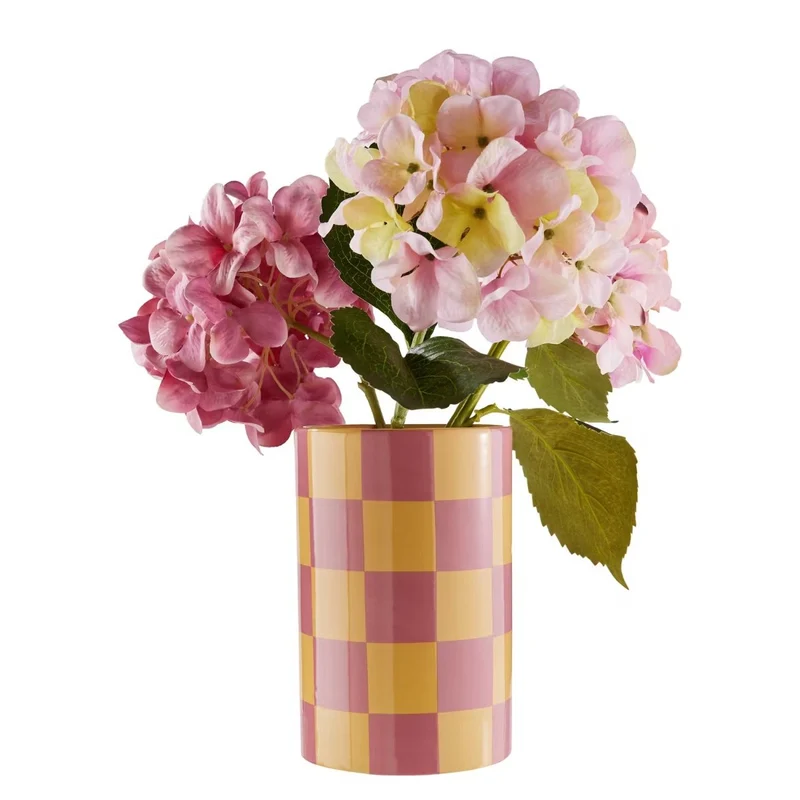 CHECKER Vase – Moderne Keramikvase mit Karomuster in Pastellfarben