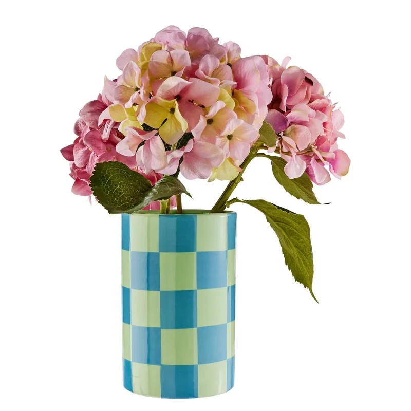 CHECKER Vase – Moderne Keramikvase mit Karomuster in Pastellfarben