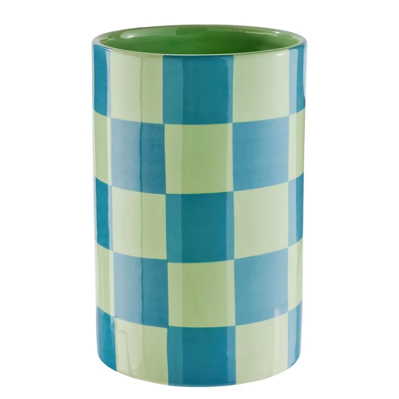 CHECKER Vase – Moderne Keramikvase mit Karomuster in Pastellfarben
