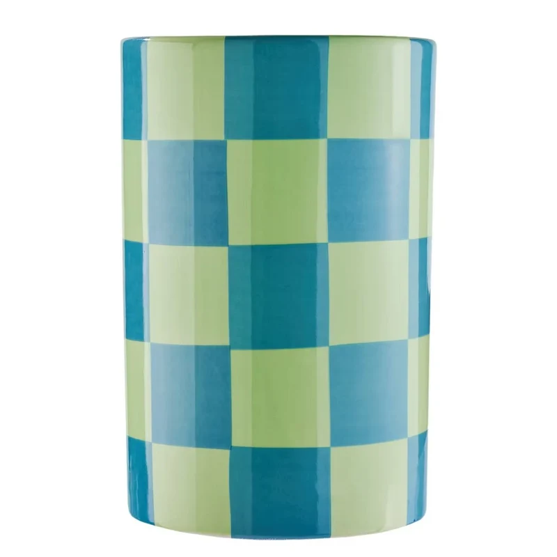 CHECKER Vase – Moderne Keramikvase mit Karomuster in Pastellfarben