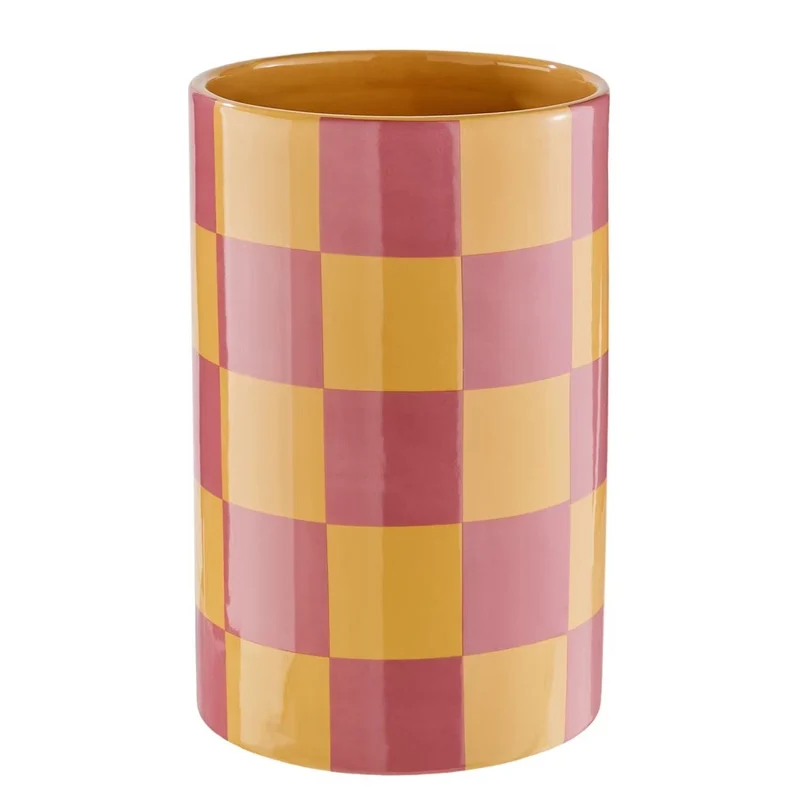 CHECKER Vase – Moderne Keramikvase mit Karomuster in Pastellfarben