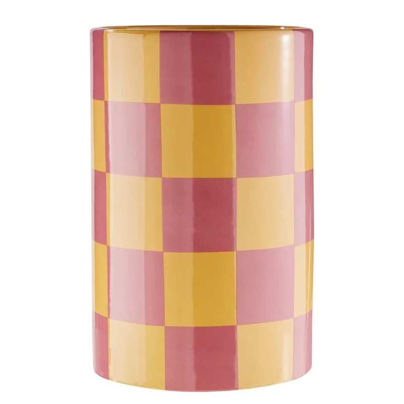 CHECKER Vase – Moderne Keramikvase mit Karomuster in Pastellfarben