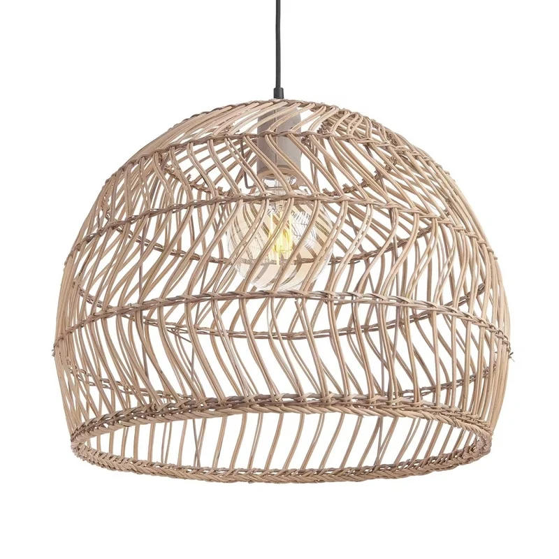CORBELLE Lampenschirm – Handgeflochtener Rattan-Lampenschirm für Pendelleuchten