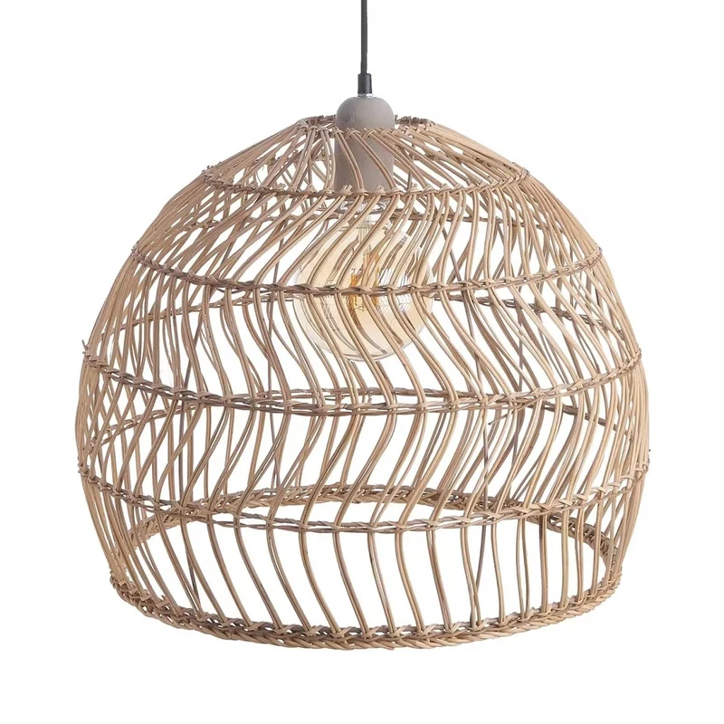 CORBELLE Lampenschirm – Handgeflochtener Rattan-Lampenschirm für Pendelleuchten