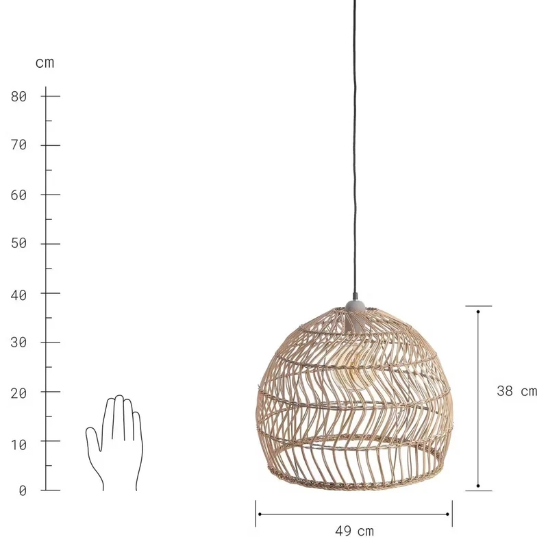 CORBELLE Lampenschirm – Handgeflochtener Rattan-Lampenschirm für Pendelleuchten