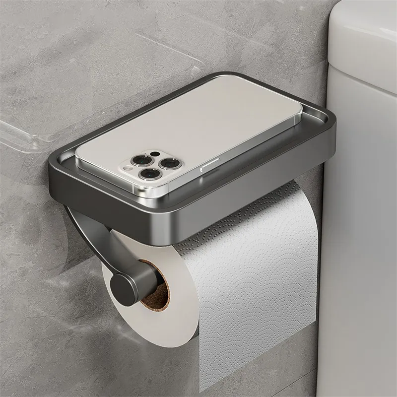 SteelCraft – Toilettenpapierhalter Edelstahl mit Ablage – Modern & praktisch