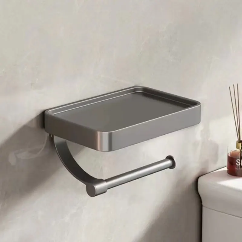 SteelCraft – Toilettenpapierhalter Edelstahl mit Ablage – Modern & praktisch