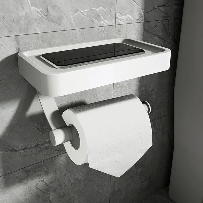 SteelCraft – Toilettenpapierhalter Edelstahl mit Ablage – Modern & praktisch