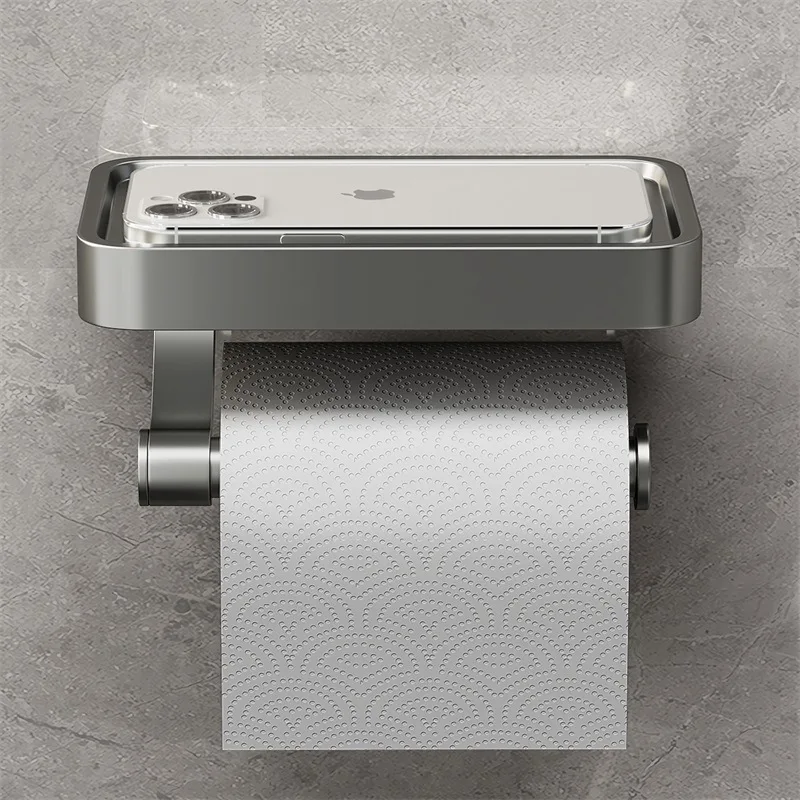SteelCraft – Toilettenpapierhalter Edelstahl mit Ablage – Modern & praktisch