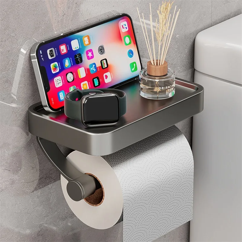 SteelCraft – Toilettenpapierhalter Edelstahl mit Ablage – Modern & praktisch