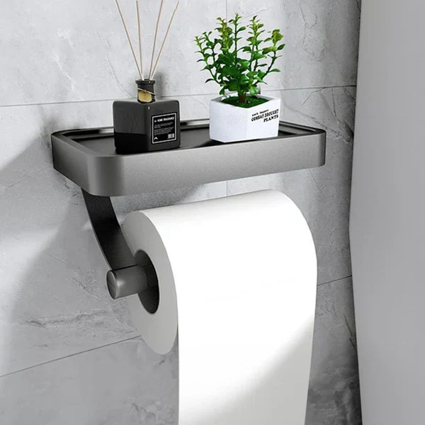 SteelCraft – Toilettenpapierhalter Edelstahl mit Ablage – Modern & praktisch