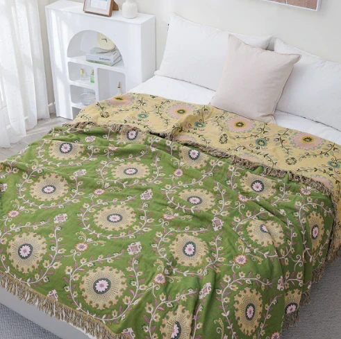 SkandiLoom – Wendbare Baumwoll-Decke skandinavisches Design – Vögel & Natur