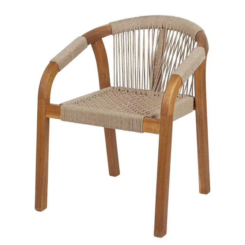 BAYONNE Gartenstuhl 2er-Set – Premium Outdoor-Stühle aus Akazienholz mit Modernem Rope-Design