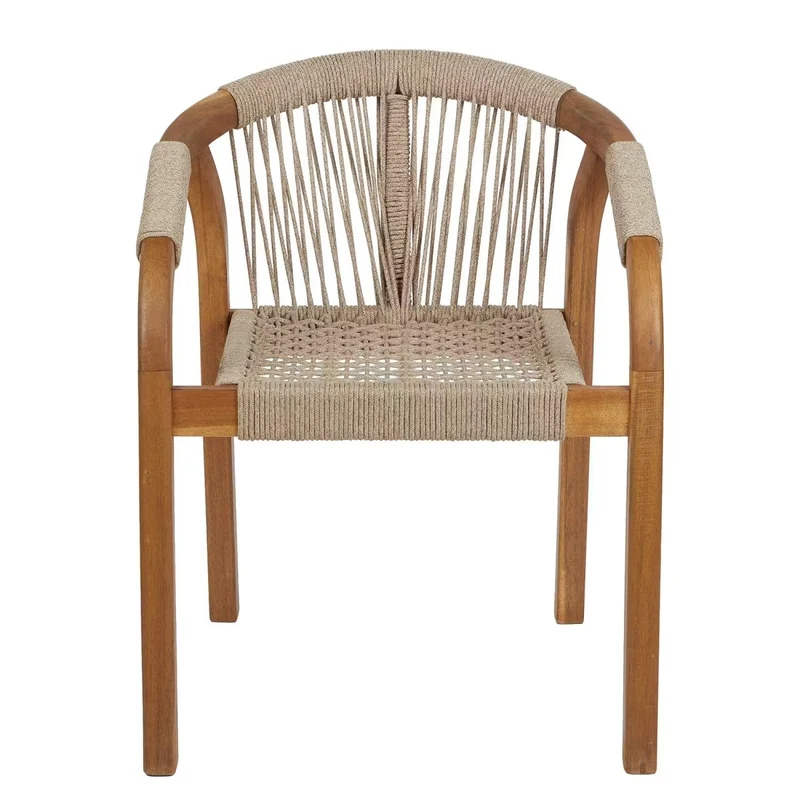 BAYONNE Gartenstuhl 2er-Set – Premium Outdoor-Stühle aus Akazienholz mit Modernem Rope-Design