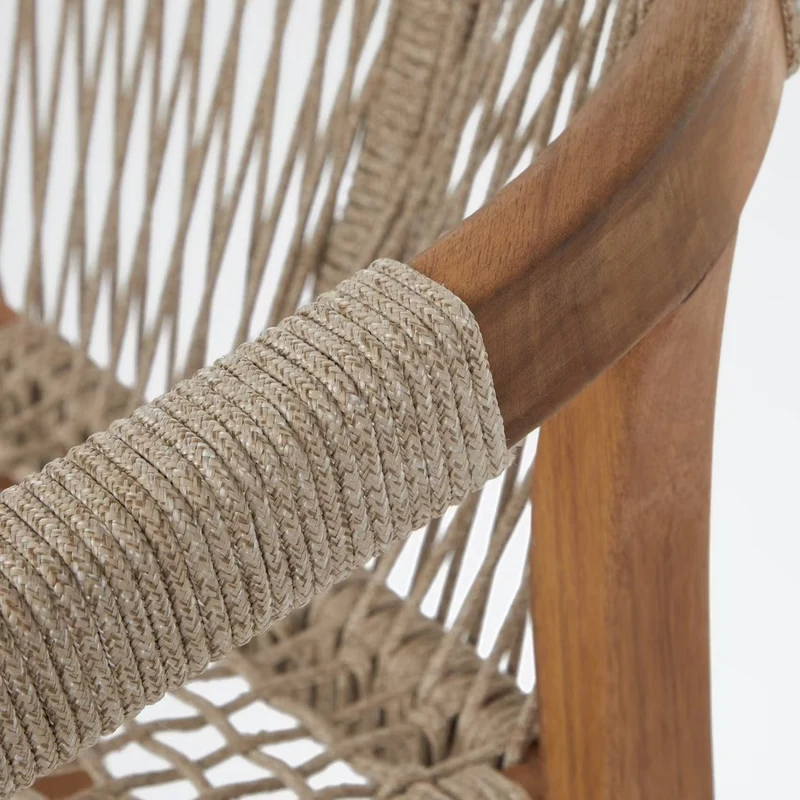 BAYONNE Gartenstuhl 2er-Set – Premium Outdoor-Stühle aus Akazienholz mit Modernem Rope-Design