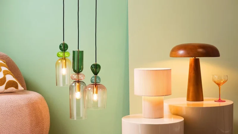 TYGE Tischleuchte – Gemütliche Tischlampe mit Kordelstoff-Schirm im Skandinavischen Stil