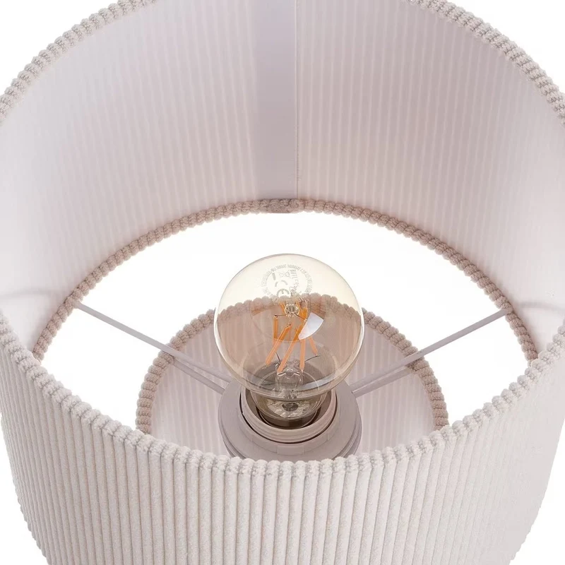 TYGE Tischleuchte – Gemütliche Tischlampe mit Kordelstoff-Schirm im Skandinavischen Stil