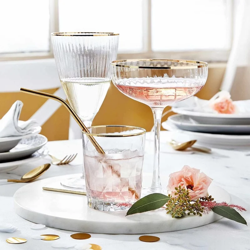 GOLDEN TWENTIES Champagne Coupe Set of 4 – Glamorous Art Deco Glassware