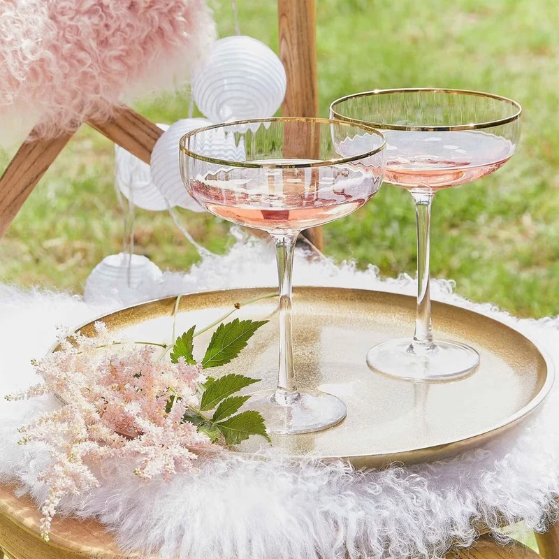 GOLDEN TWENTIES Champagne Coupe Set of 4 – Glamorous Art Deco Glassware