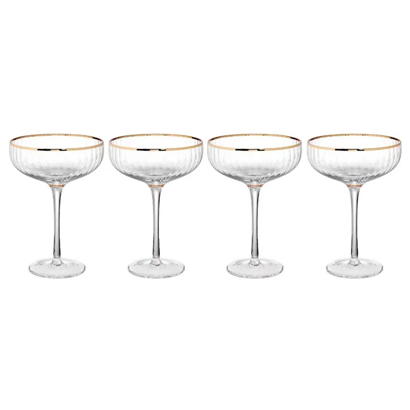 GOLDEN TWENTIES Champagne Coupe Set of 4 – Glamorous Art Deco Glassware