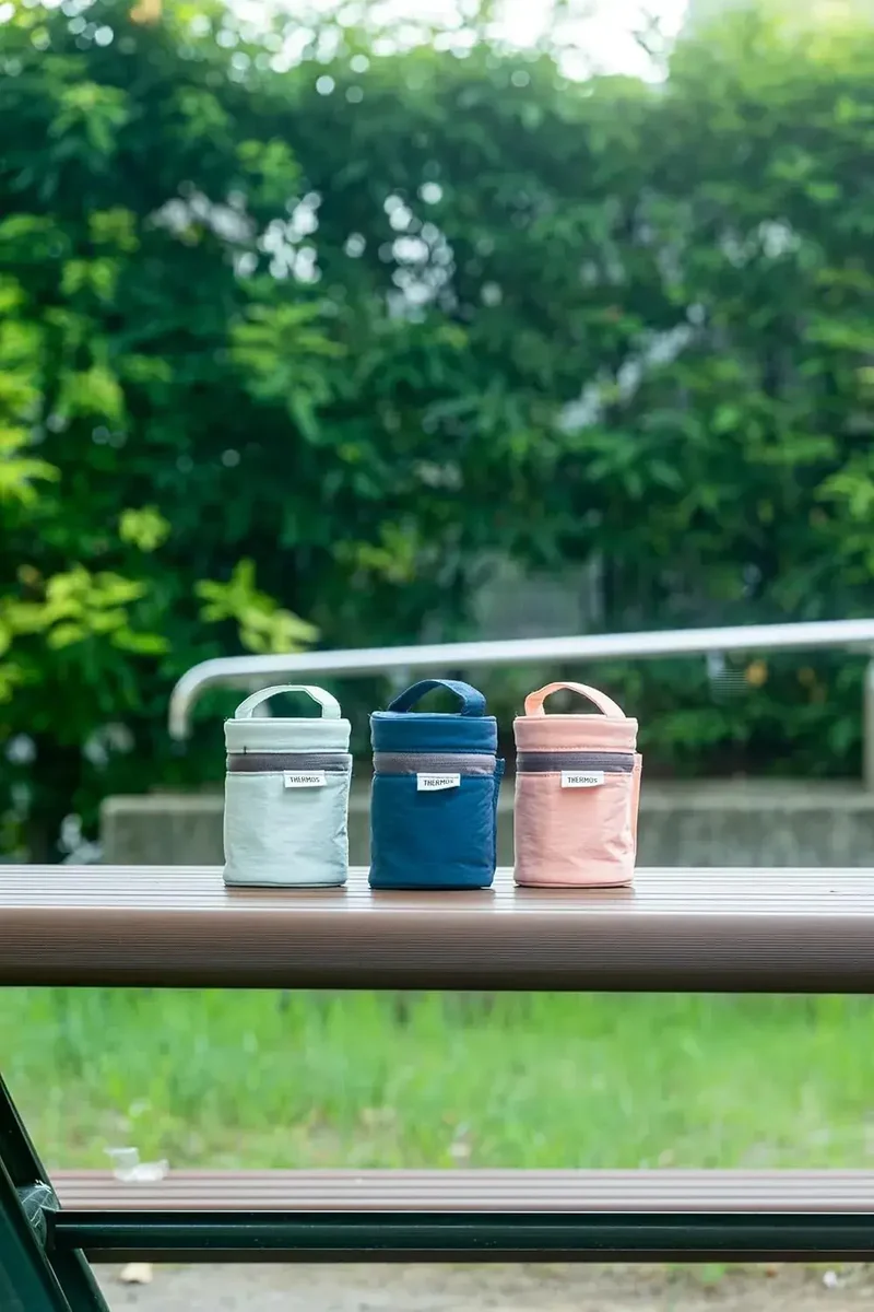 Thermos 200ml Insulated Soup Jar Bag Light Green Travel Food