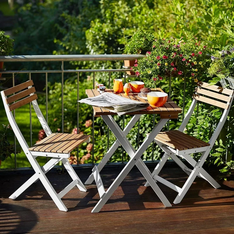 MORNING STAR 3-tlg. Gartenmöbel-Set – Klappbares Bistro-Set aus Akazienholz