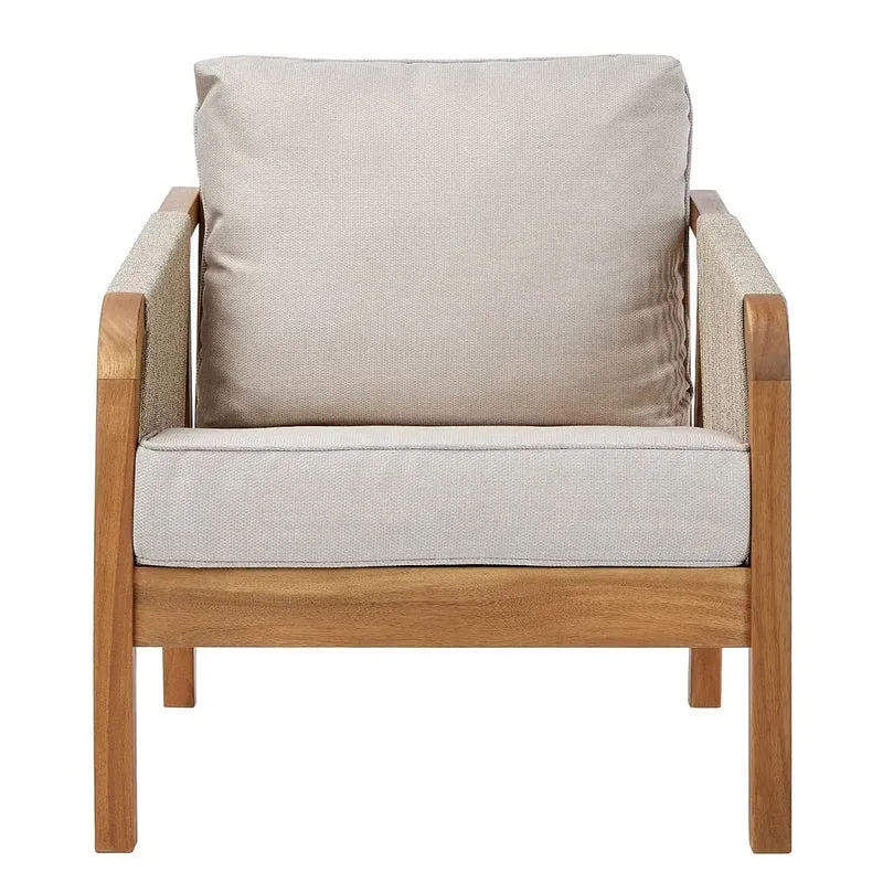 ROPE ISLAND Outdoor-Sessel – Loungesessel Aus Akazienholz Mit Kissen