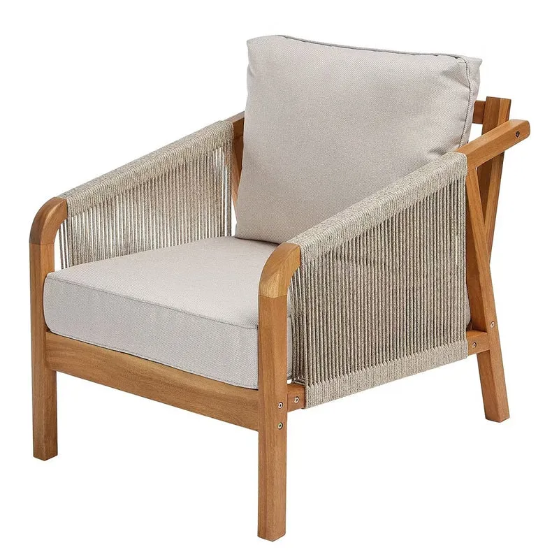 ROPE ISLAND Outdoor-Sessel – Loungesessel Aus Akazienholz Mit Kissen
