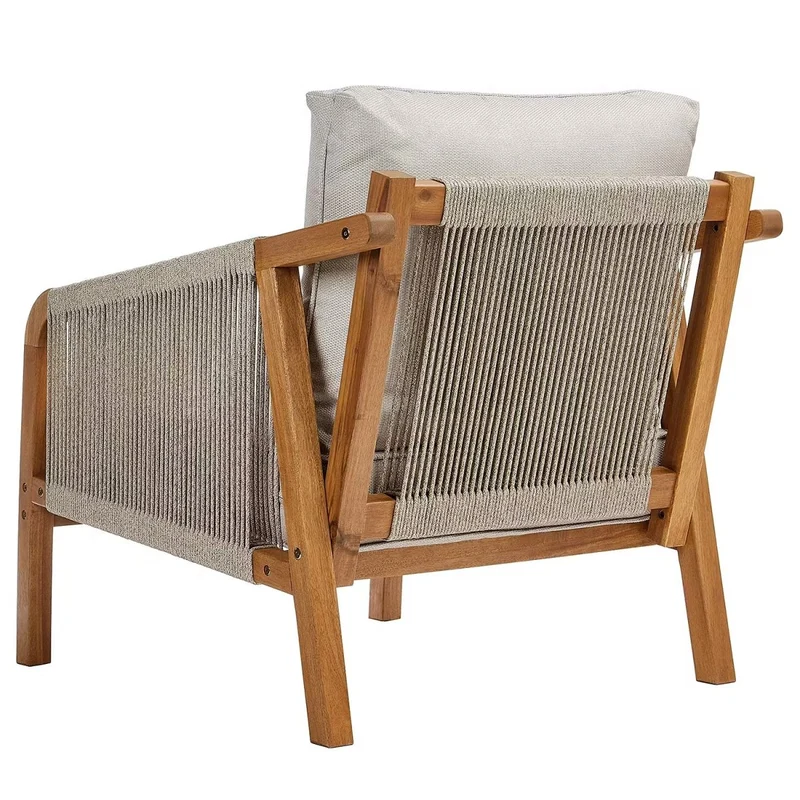 ROPE ISLAND Outdoor-Sessel – Loungesessel Aus Akazienholz Mit Kissen