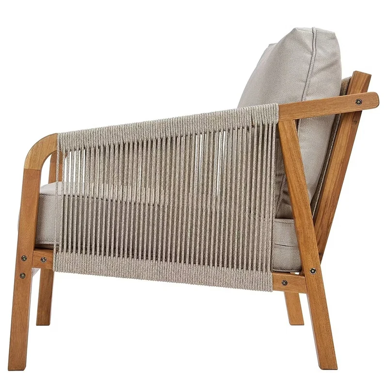 ROPE ISLAND Outdoor-Sessel – Loungesessel Aus Akazienholz Mit Kissen