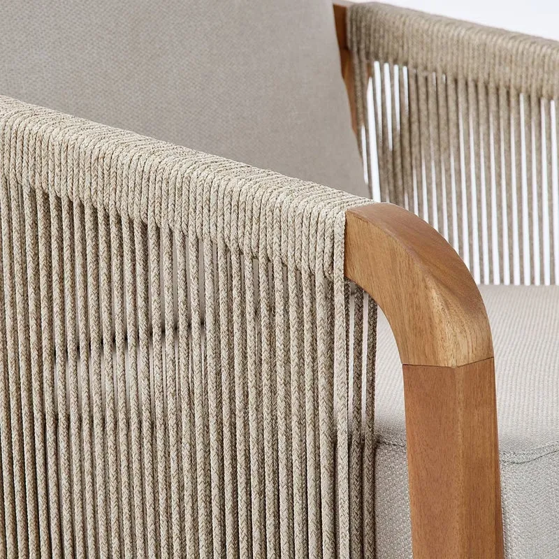 ROPE ISLAND Outdoor-Sessel – Loungesessel Aus Akazienholz Mit Kissen