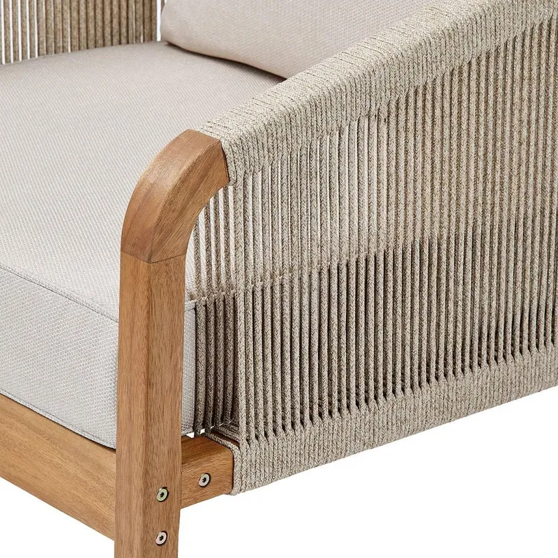 ROPE ISLAND Outdoor-Sessel – Loungesessel Aus Akazienholz Mit Kissen