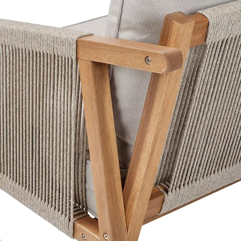 ROPE ISLAND Outdoor-Sessel – Loungesessel Aus Akazienholz Mit Kissen