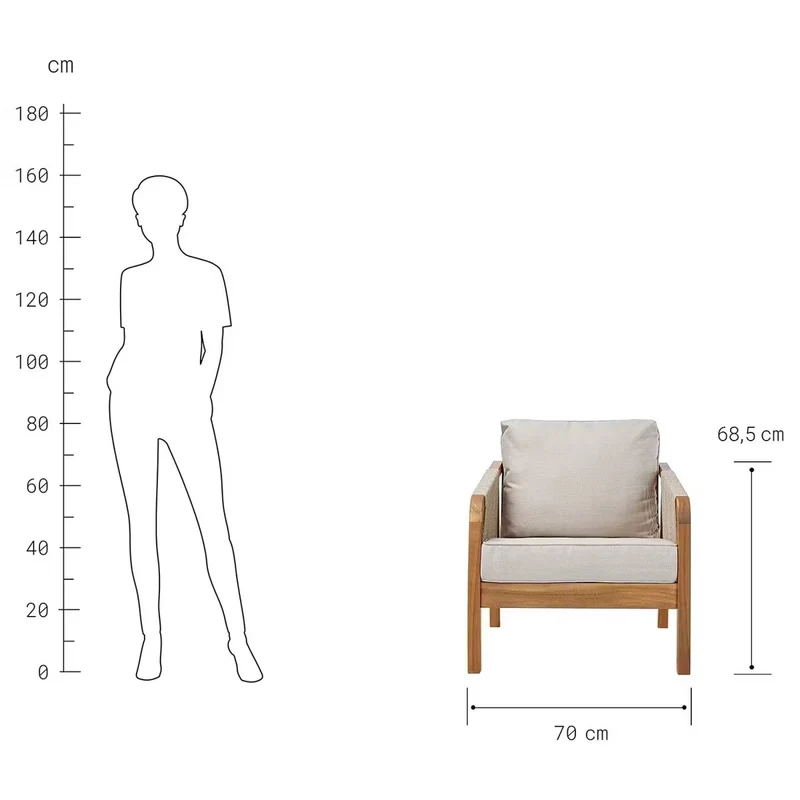 ROPE ISLAND Outdoor-Sessel – Loungesessel Aus Akazienholz Mit Kissen