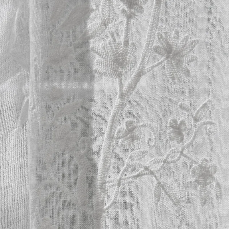 DOUVAINE Vorhang – Leinenvorhang Mit Floraler Stickerei