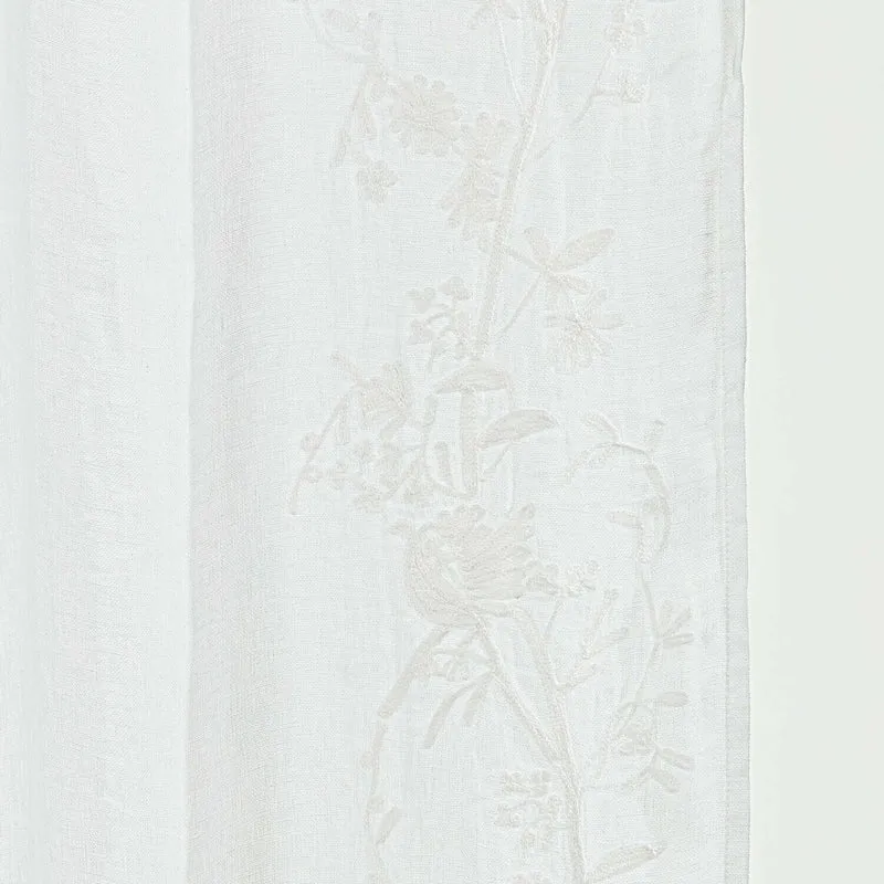 DOUVAINE Vorhang – Leinenvorhang Mit Floraler Stickerei