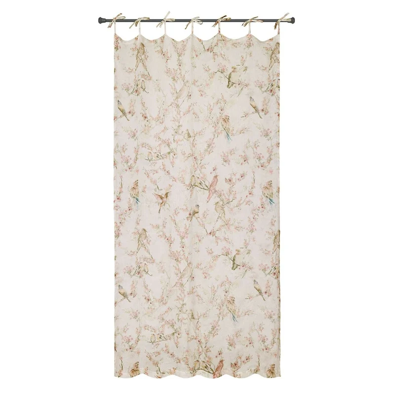 FLOREMONT Vorhang – Leinenvorhang Mit Kirschblüten-Design
