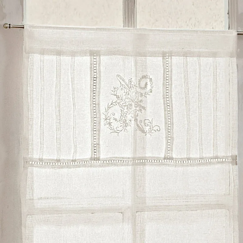 MAYENNE Scheibengardine 2er-Set – Elegante Leinen-Kurzvorhänge im französischen Landhausstil